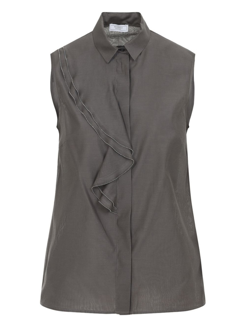 draped-detail sleeveless blouse 1