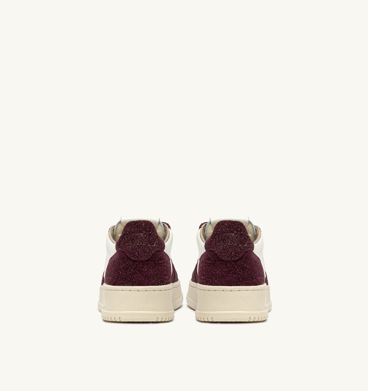 MEDALIST LOW SNEAKERS IN LEATHER MARSHMALLOW AND AMARONE GLITTER - 3