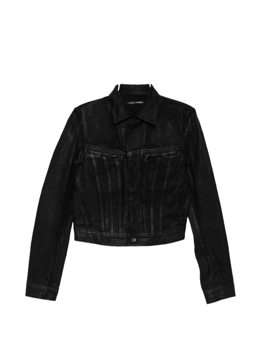 coated cropped jacket - 1
