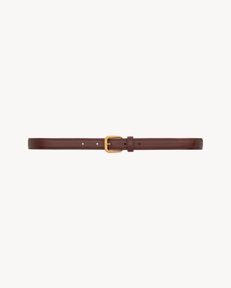 RECTANGULAR BUCKLE THIN BELT IN AGED LEATHER 1