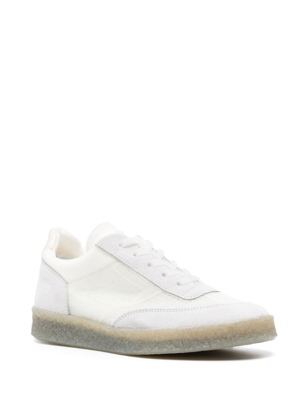 suede-panelling mesh sneakers - 2