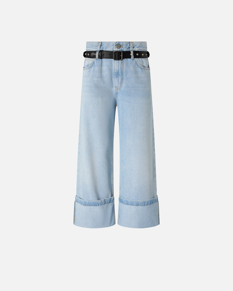 CROPPED JEANS WITH LEATHER BELT 1