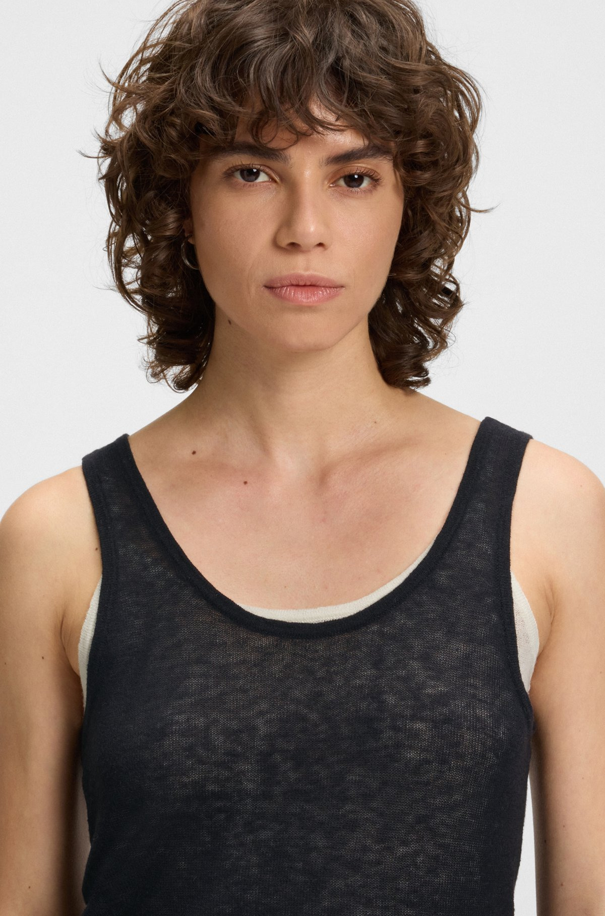 KNITTED VEST TOP WITH LAYERED DESIGN - 5