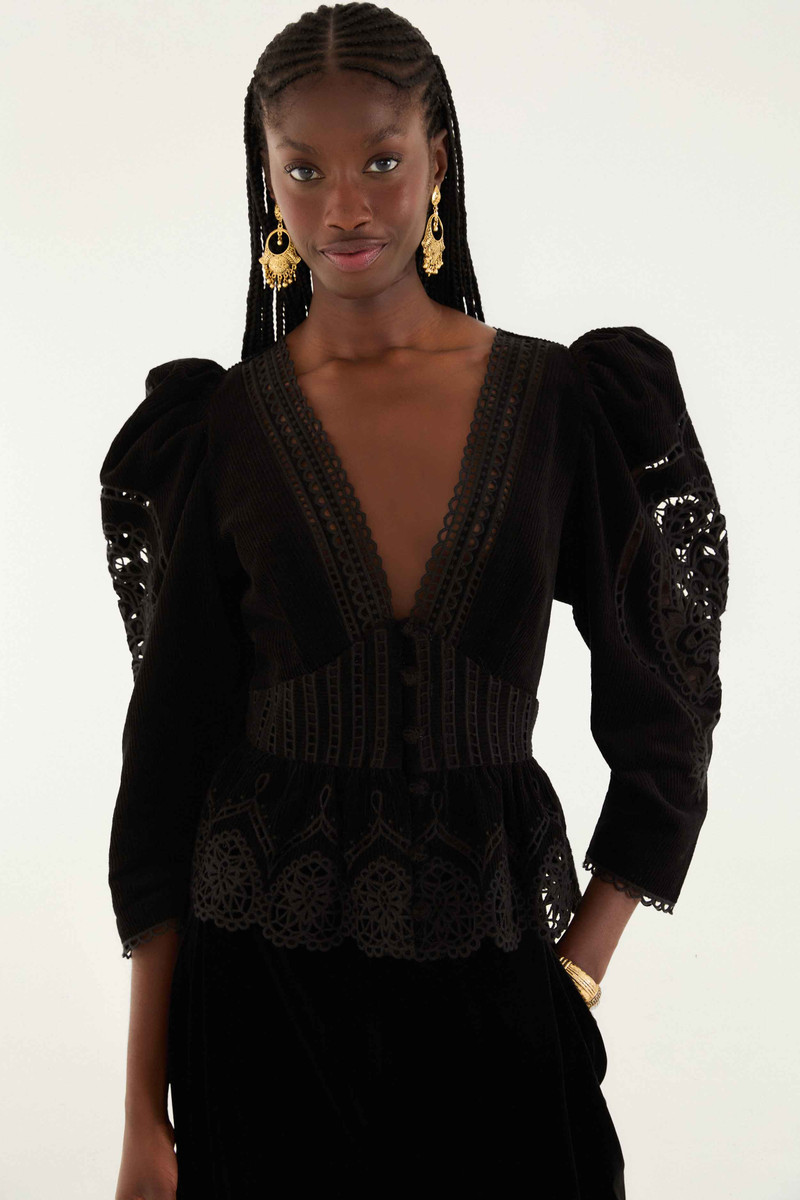 Black Artichoke Heart Richelieu Blouse 1