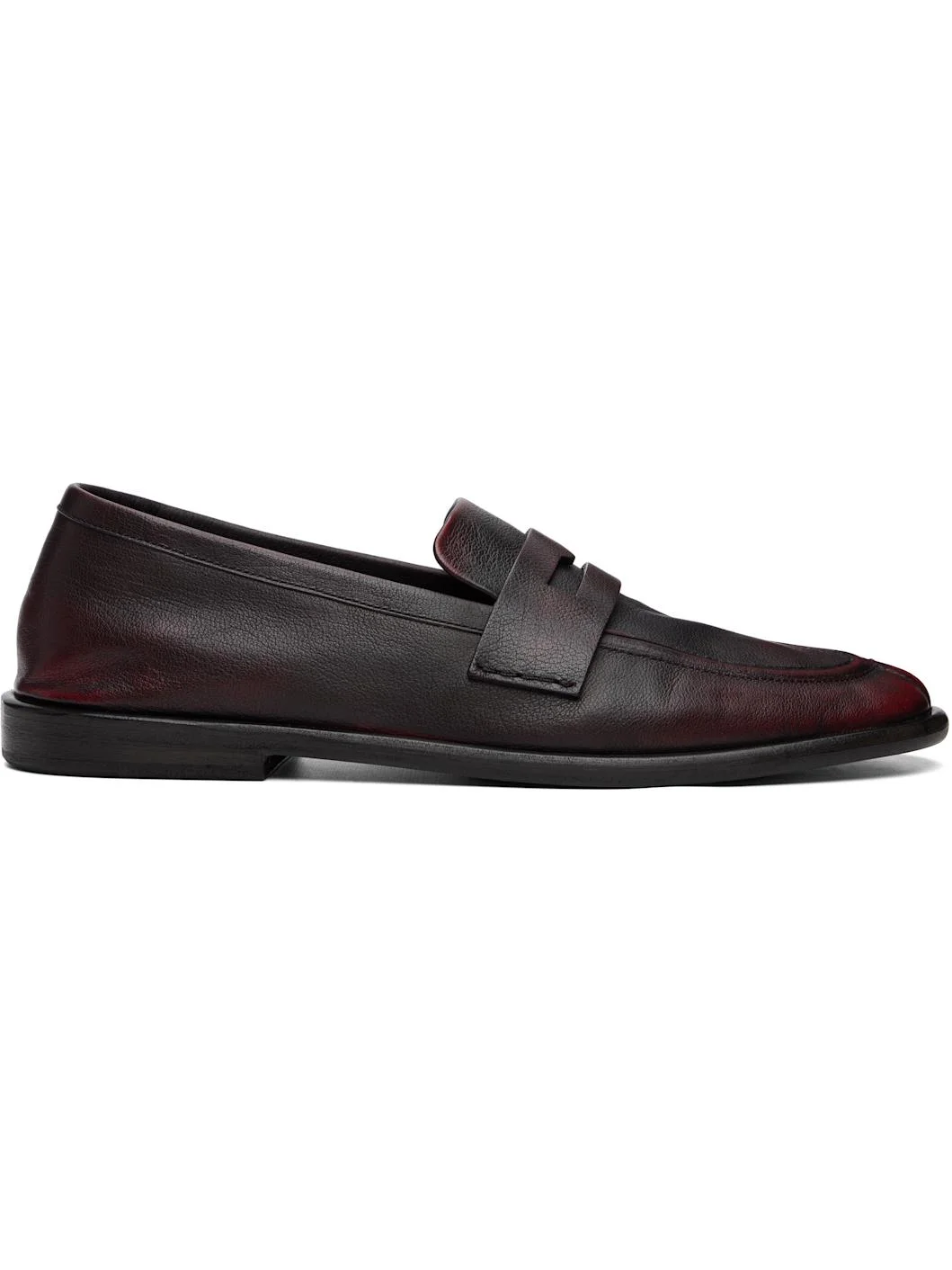 Burgundy Stesa Soft Pebbled Leather Loafers - 1