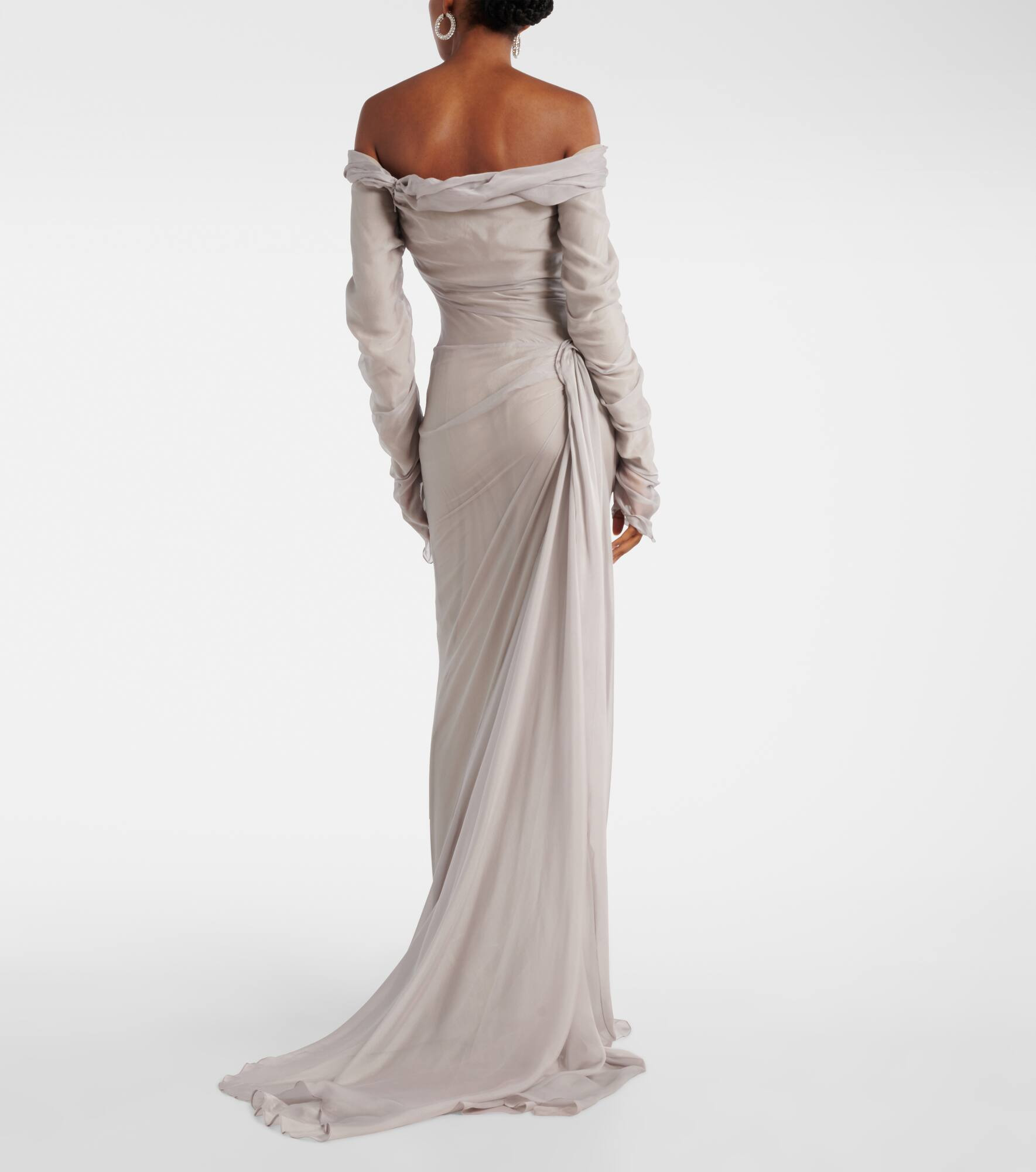 Off-shoulder silk gown - 3