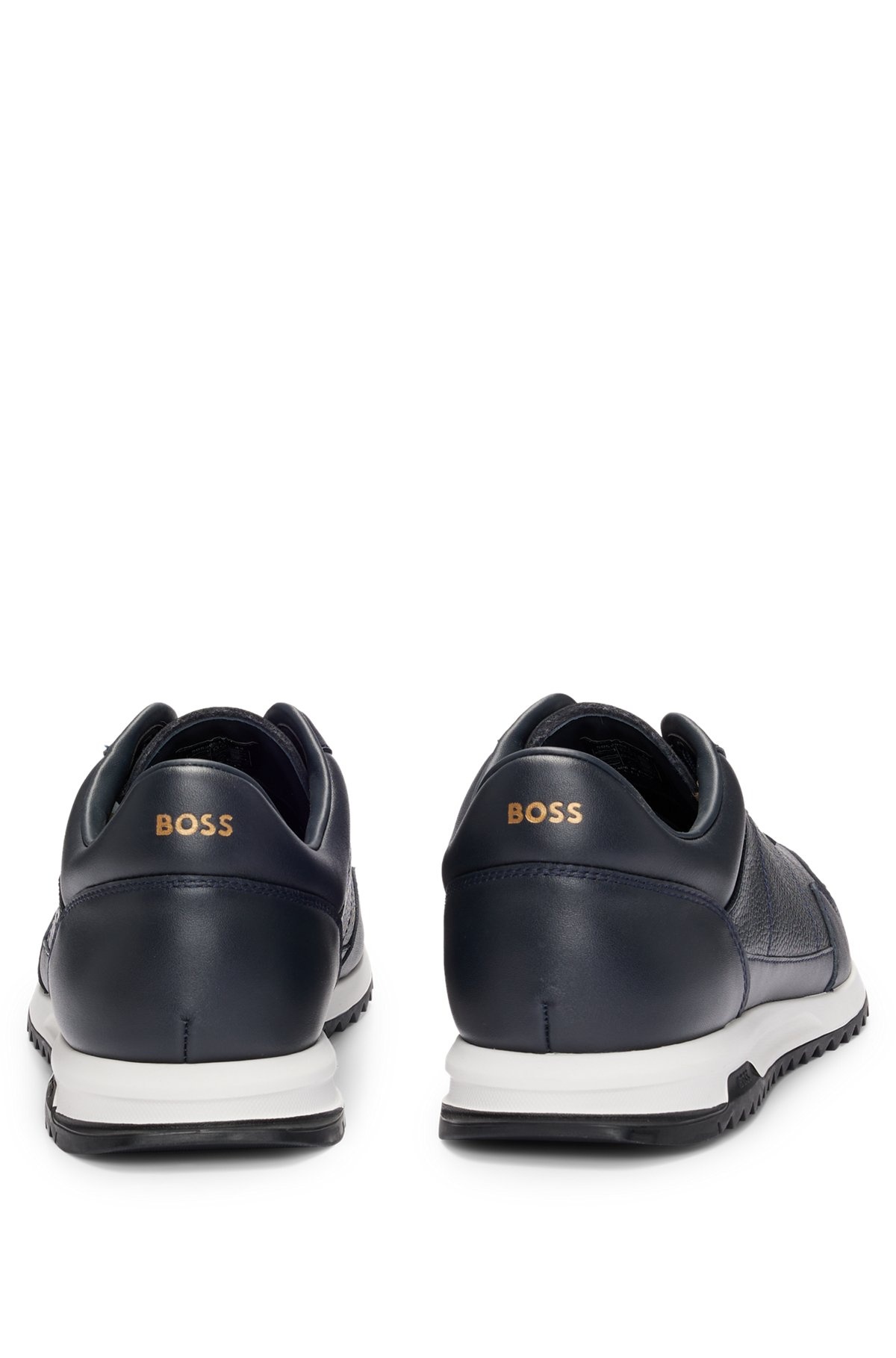 TUMBLED-LEATHER LACE-UP TRAINERS WITH PLAIN TRIMS - 5