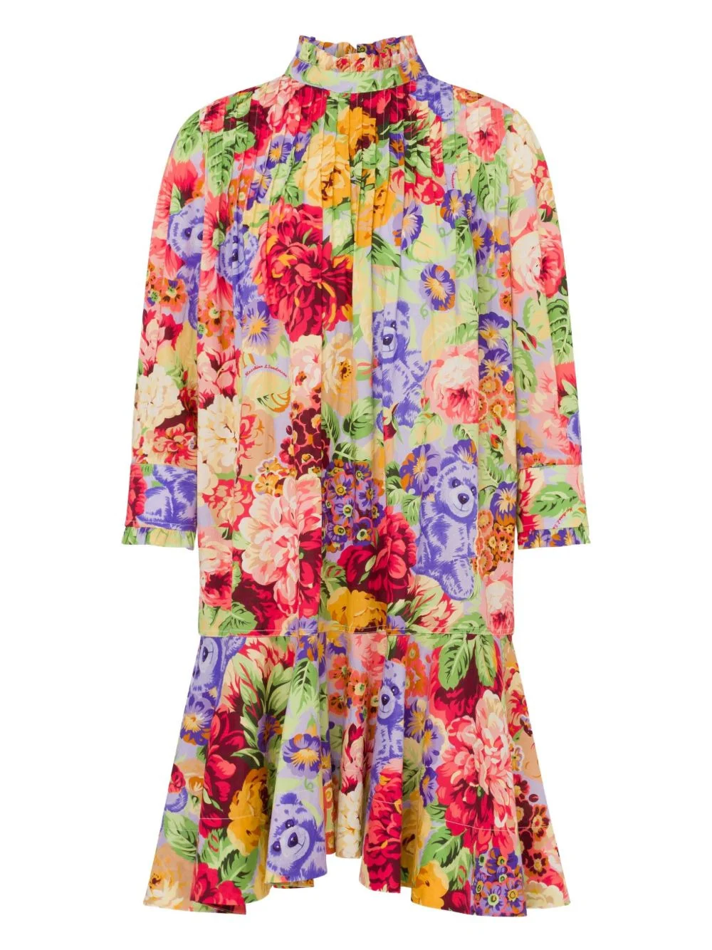 floral-print ruffled mini dress - 1