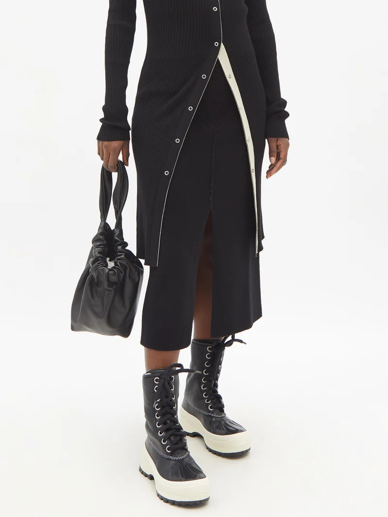 Front slit knit midi skirt - 6