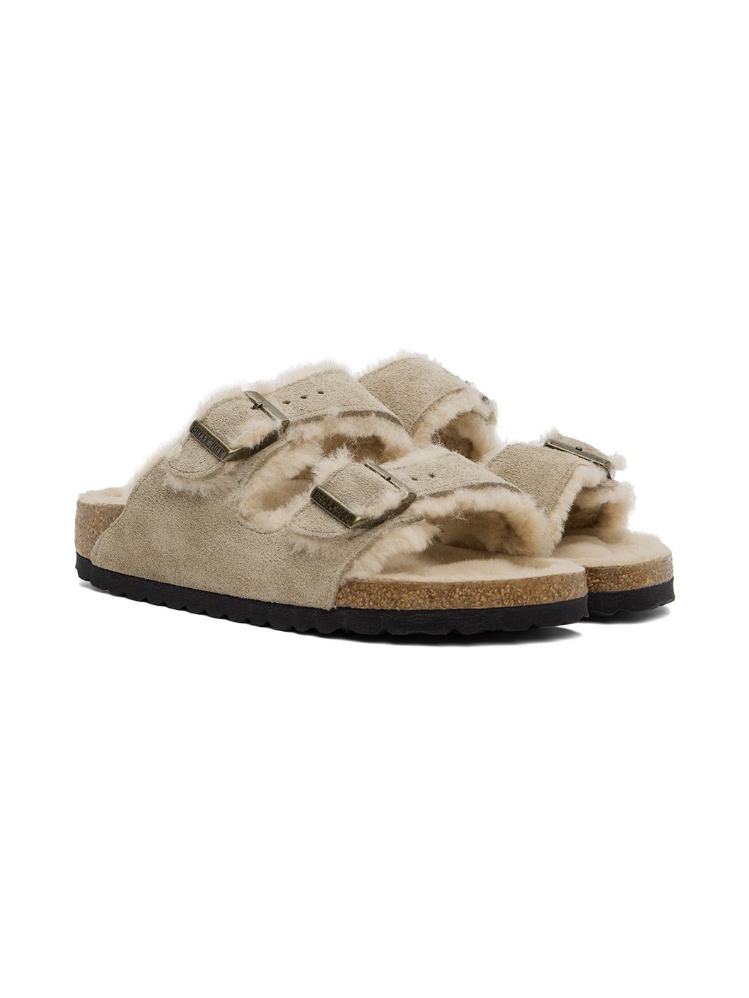 Taupe Narrow Arizona Shearling Sandals - 4