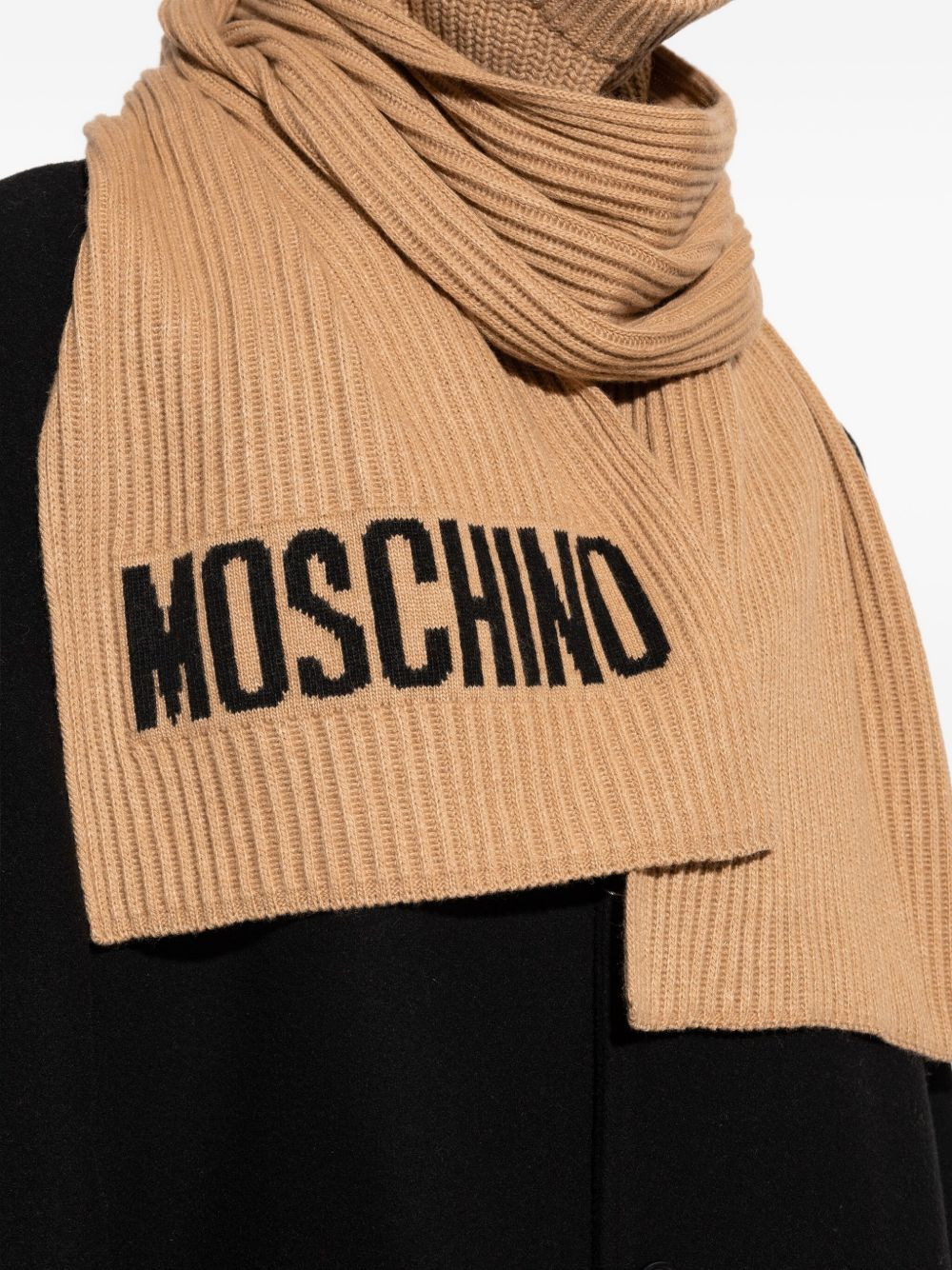 ribbed logo scarf - 4