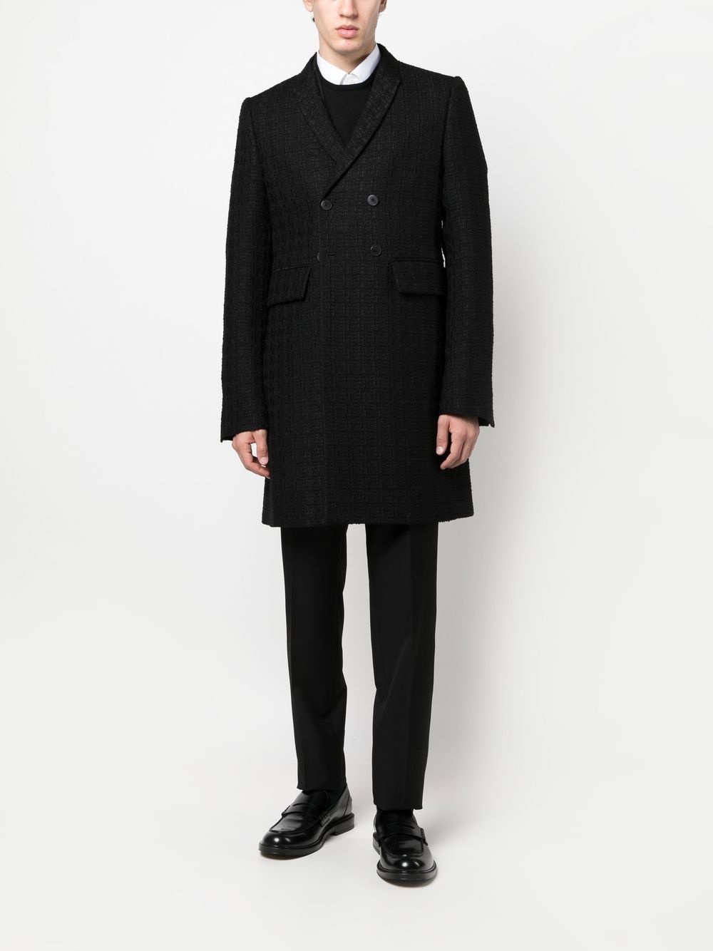 boucle double-breasted coat - 2