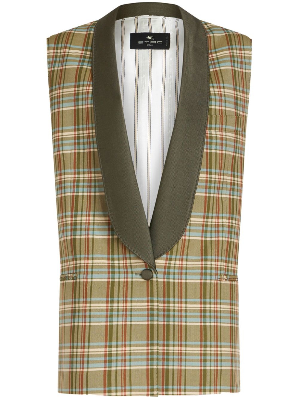 check-pattern jacquard waistcoat - 1