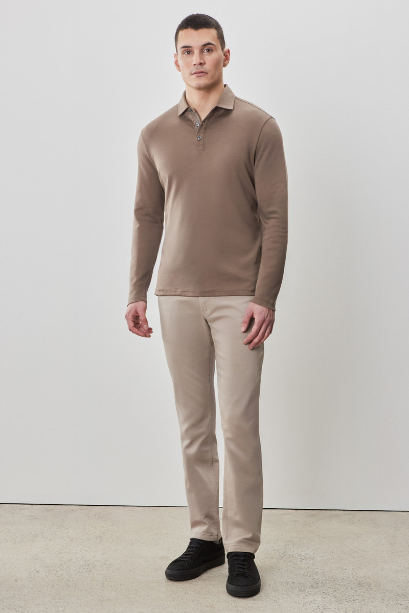 ROBERT BARAKETT The Barakett Long Sleeve Herringbone Polo outlook