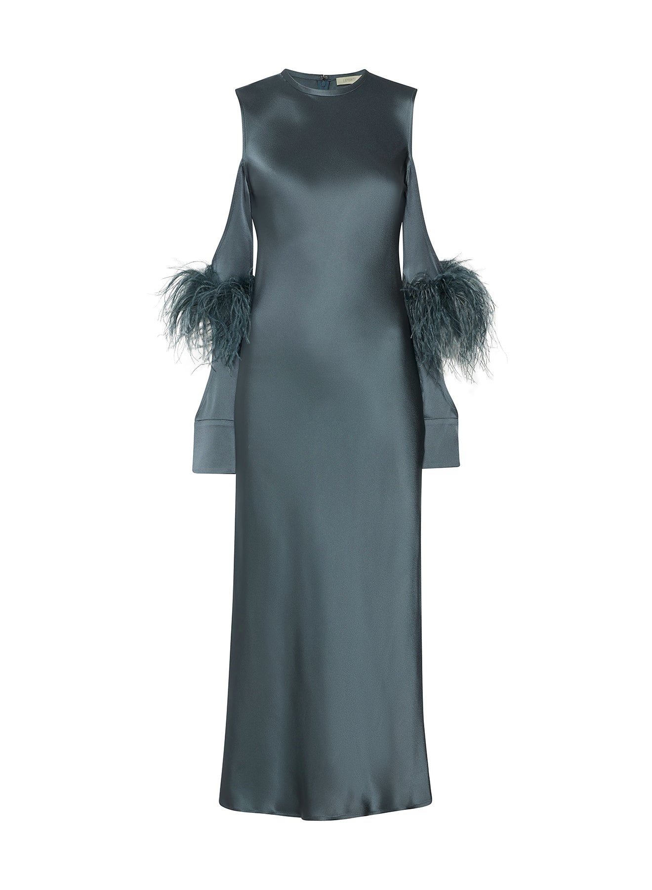 Doubleface Satin Bias Feather Dress With Cut Outs - 1