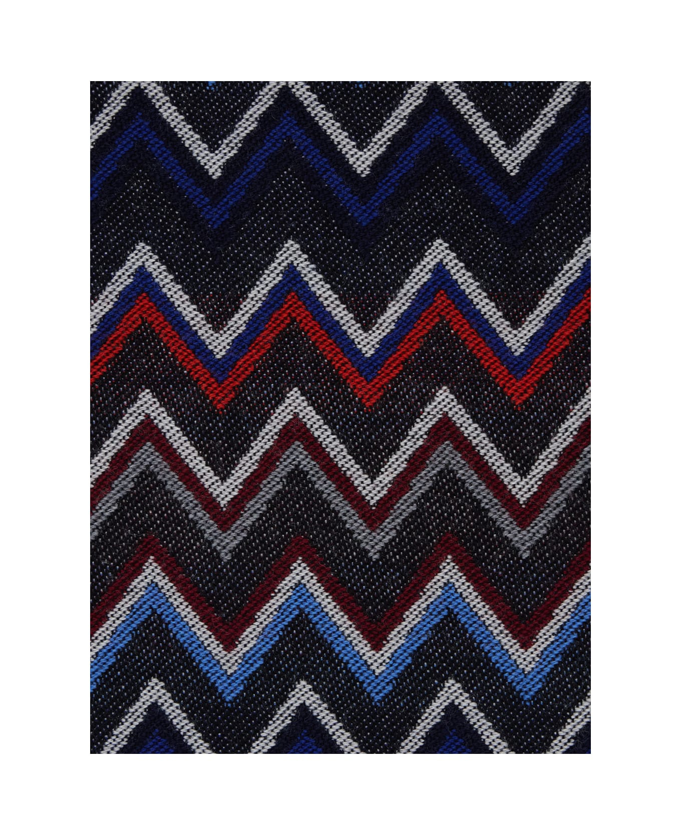 Multicolor Scarf With Zigzag Motif And Fringed Hem In Wool Man - 3