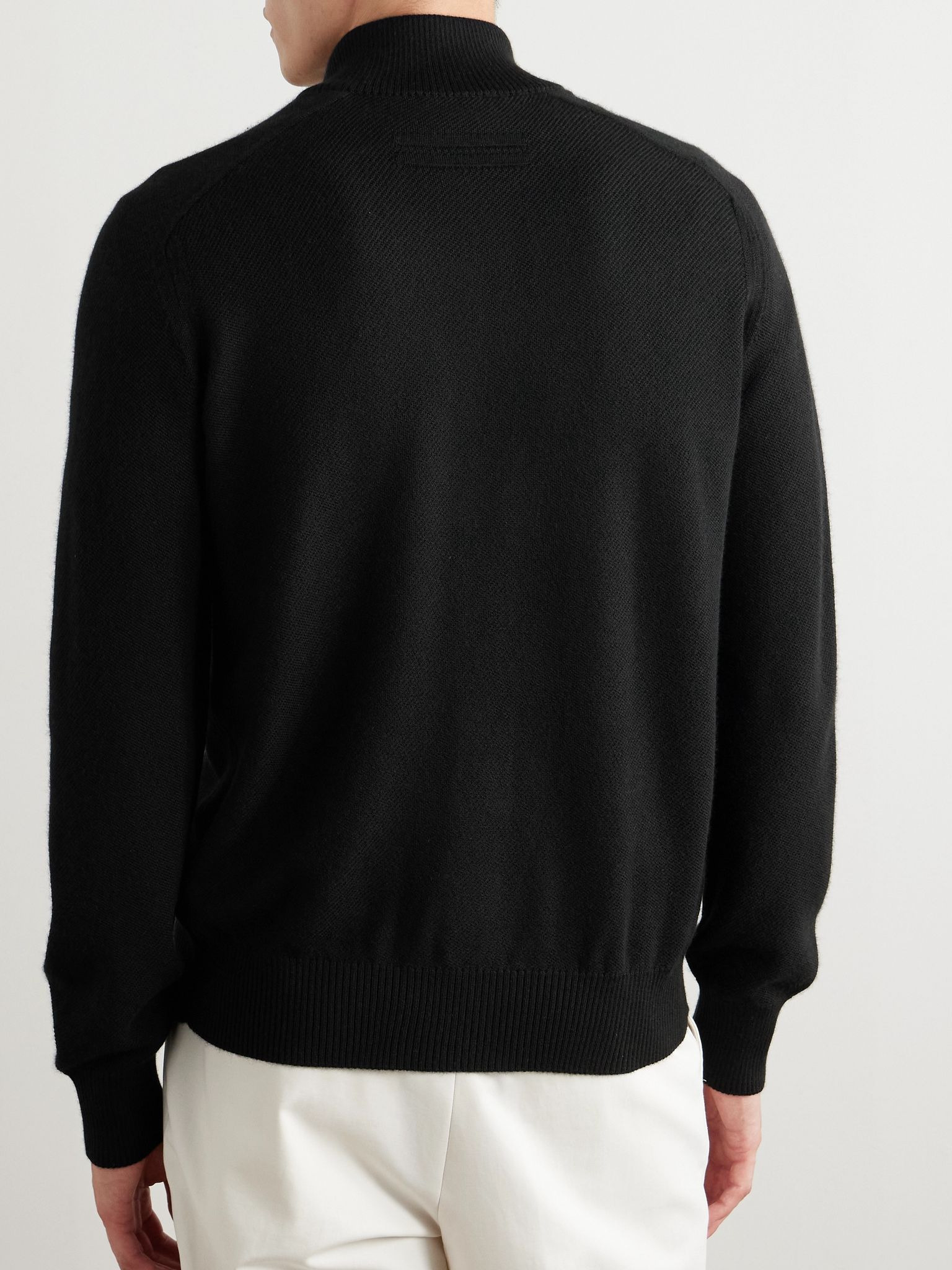 Logo-Embroidered Cashmere and Silk-Blend Cardigan Black - 3