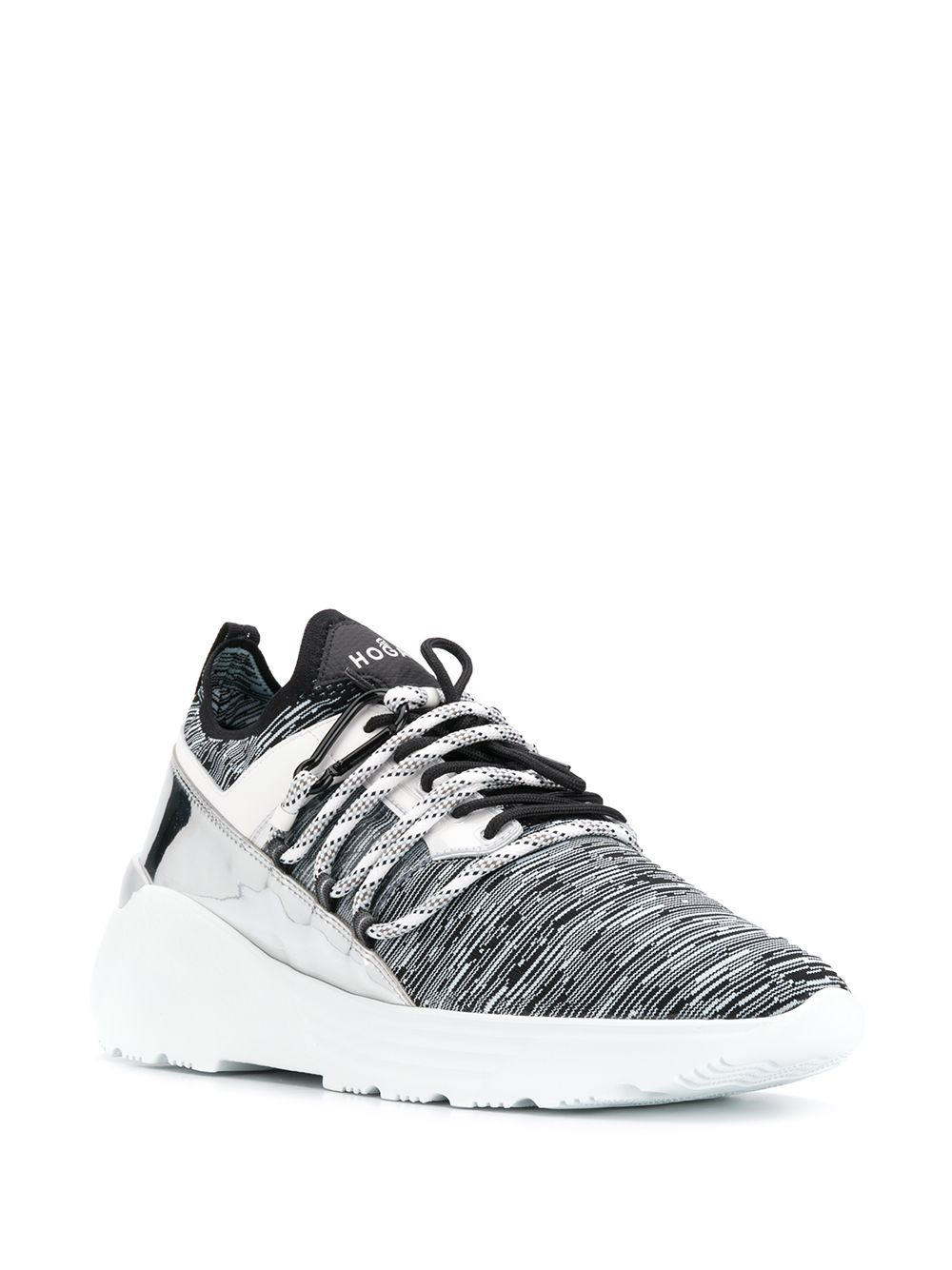 high top mirrored panel sneakers - 2