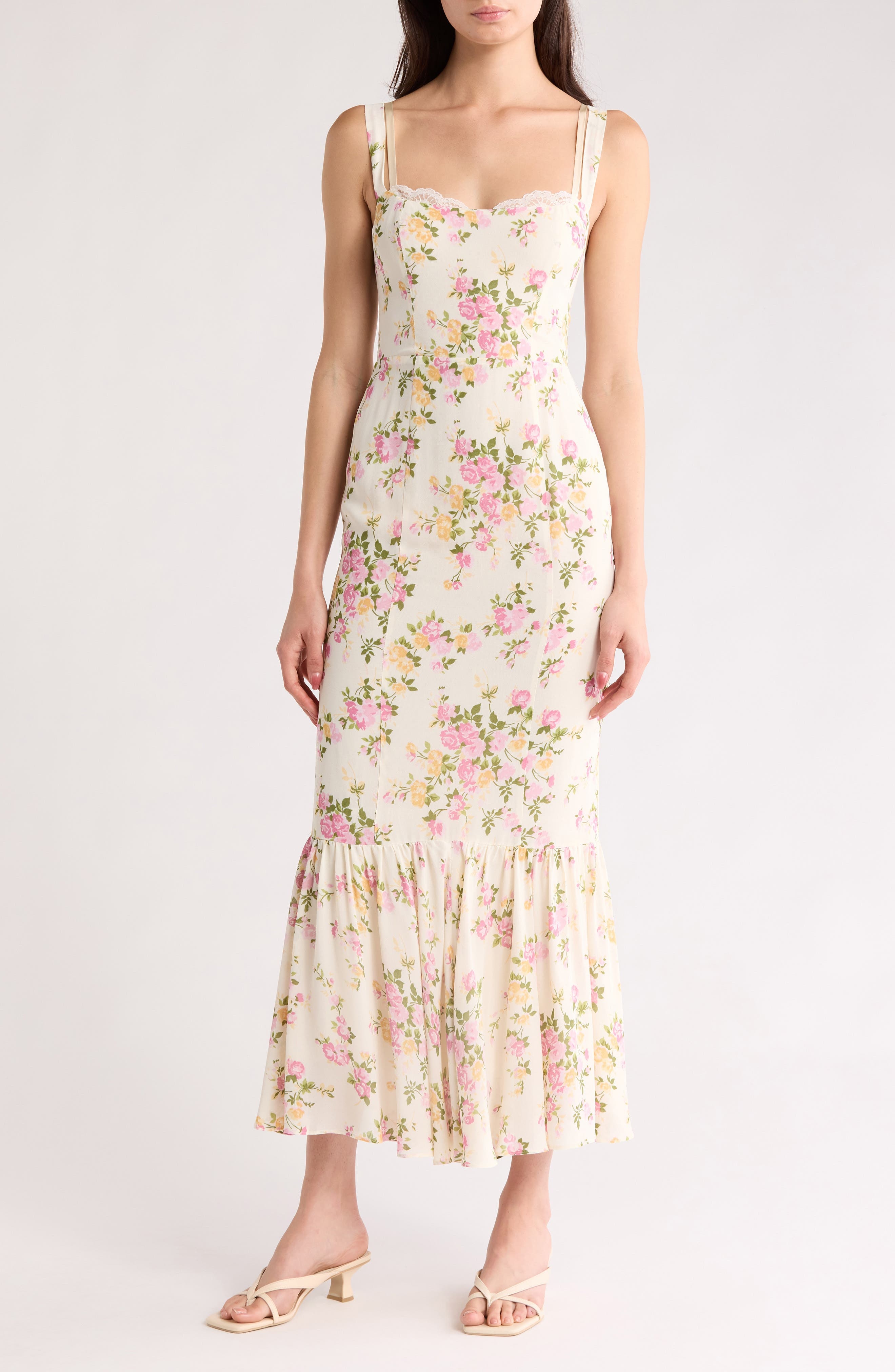 Reformation Irisa Floral Trumpet Dress in Posy at Nordstrom - 1