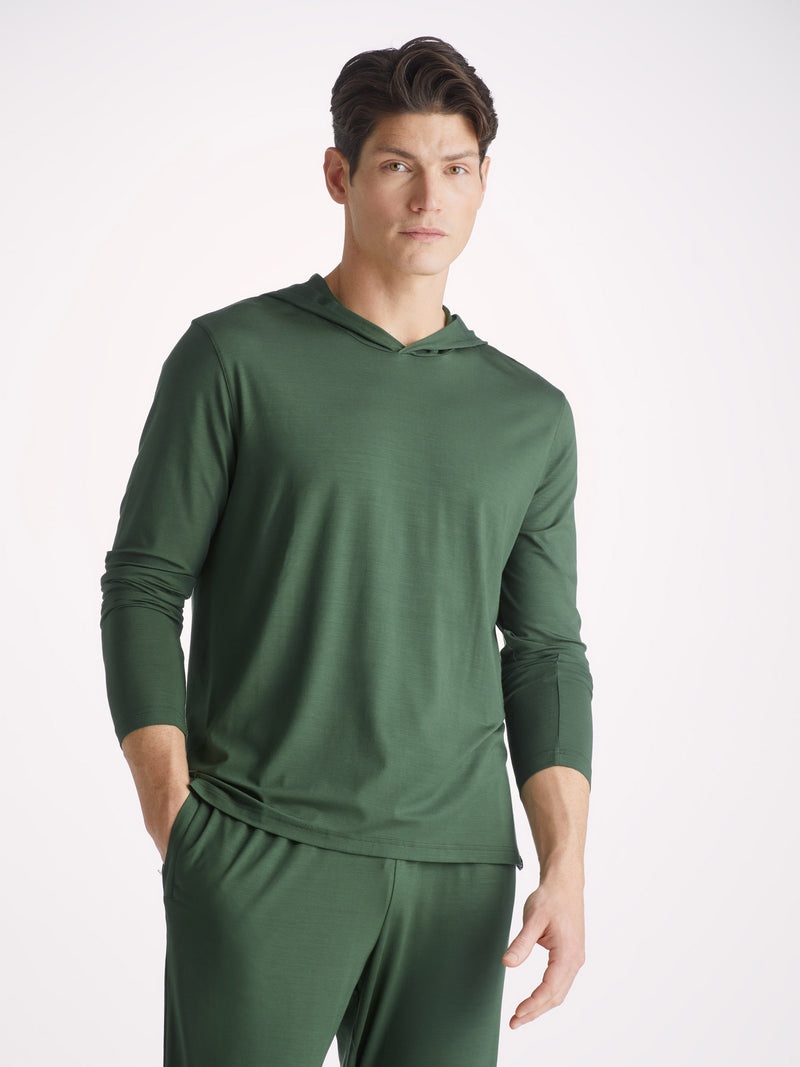 Men's Pullover Hoodie Basel Micro Modal Stretch Hunter Green - 2