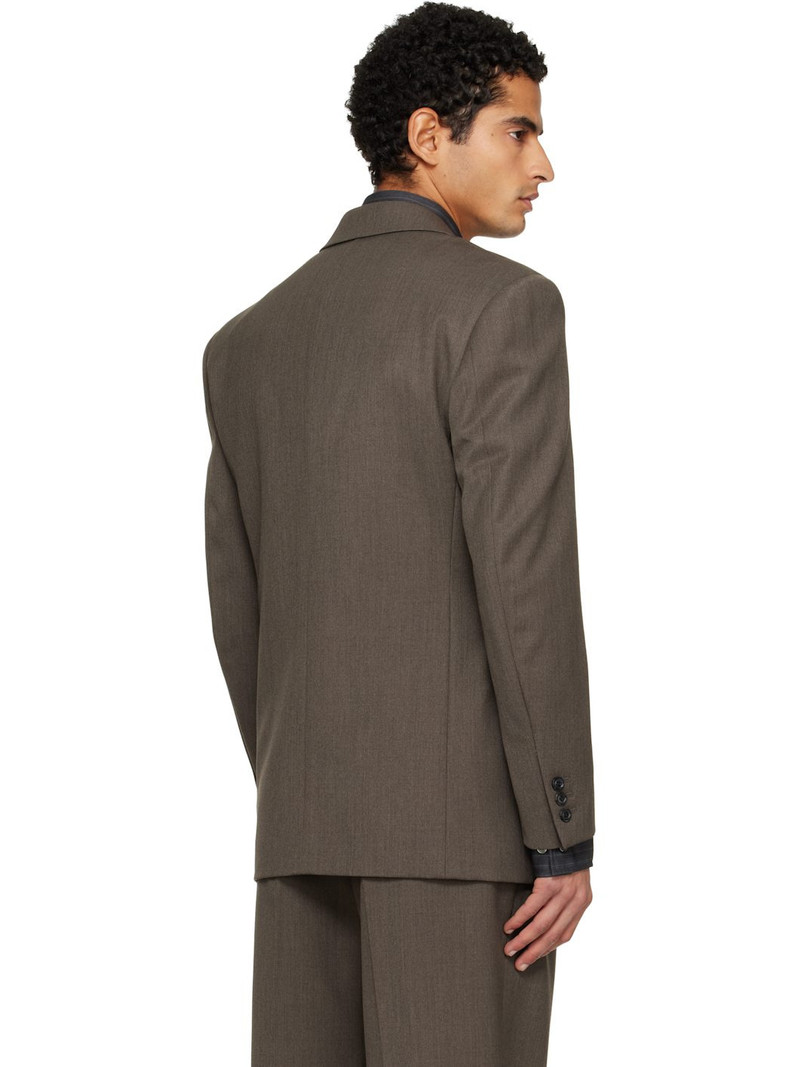 Taupe Melange Wool Double-Breasted Tailored Blazer 3