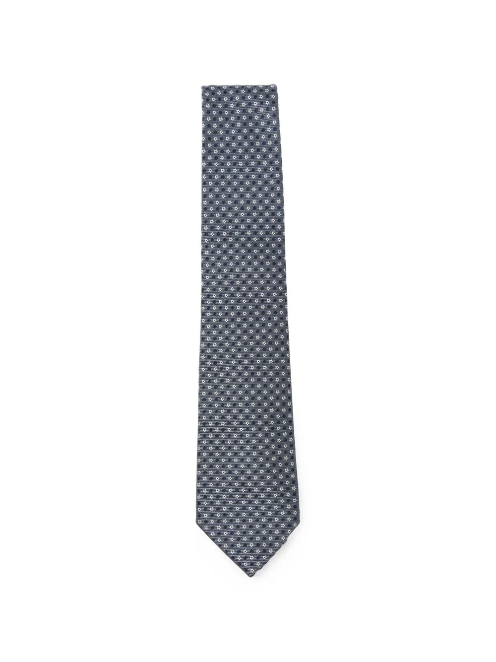 geometric-pattern silk tie - 1
