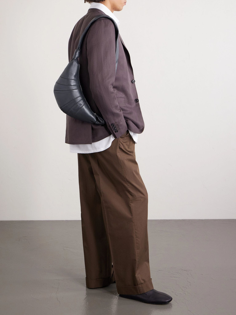 Lemaire Croissant Small Full-Grain Leather Messenger Bag Navy outlook