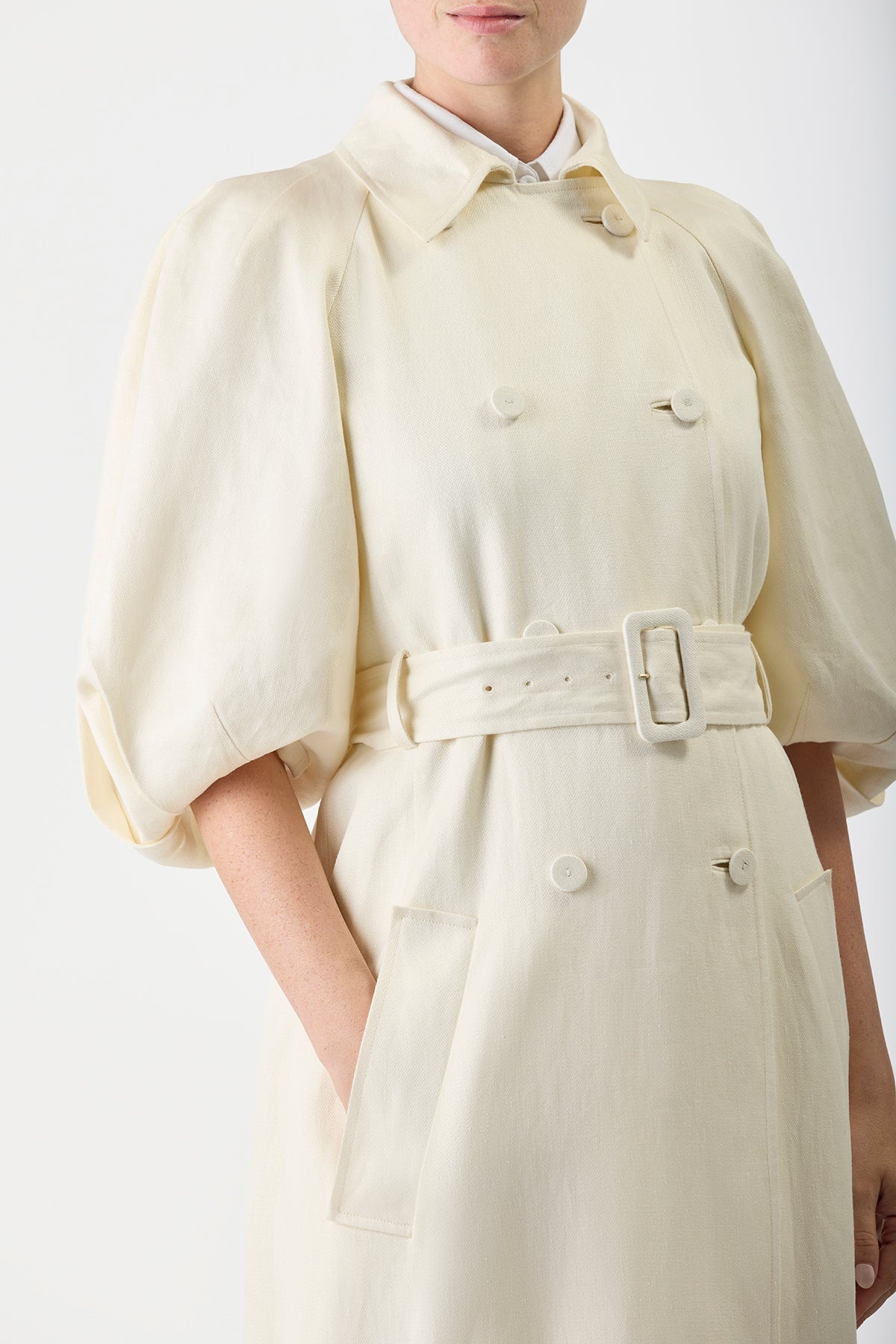 Iona Trench Coat in Linen - 6