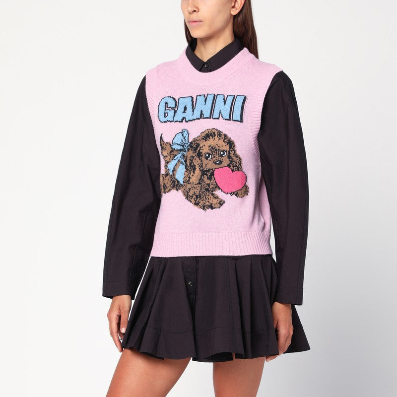 Ganni Pink Puppy Wool-Blend Vest Women - 1