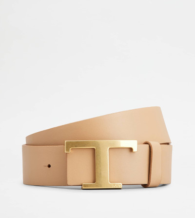 Tod's T TIMELESS REVERSIBLE BELT IN SUEDE AND SMOOTH LEATHER - BEIGE outlook