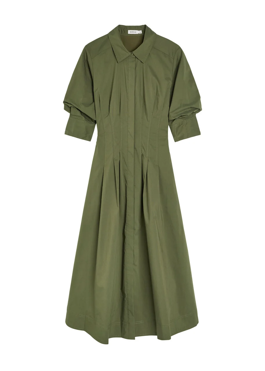 Simkhai Jazz Pintucked Cotton-blend Poplin Midi Shirt Dress - 1