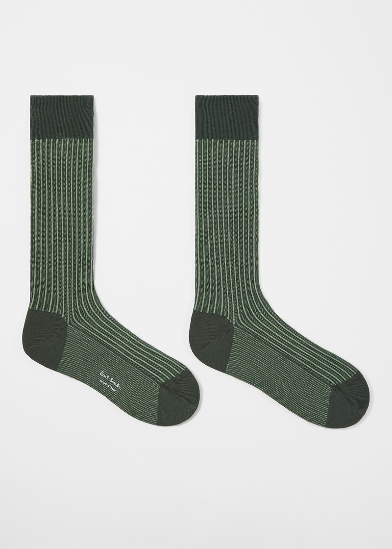 Paul Smith Green Cotton-Blend Stripe Socks outlook