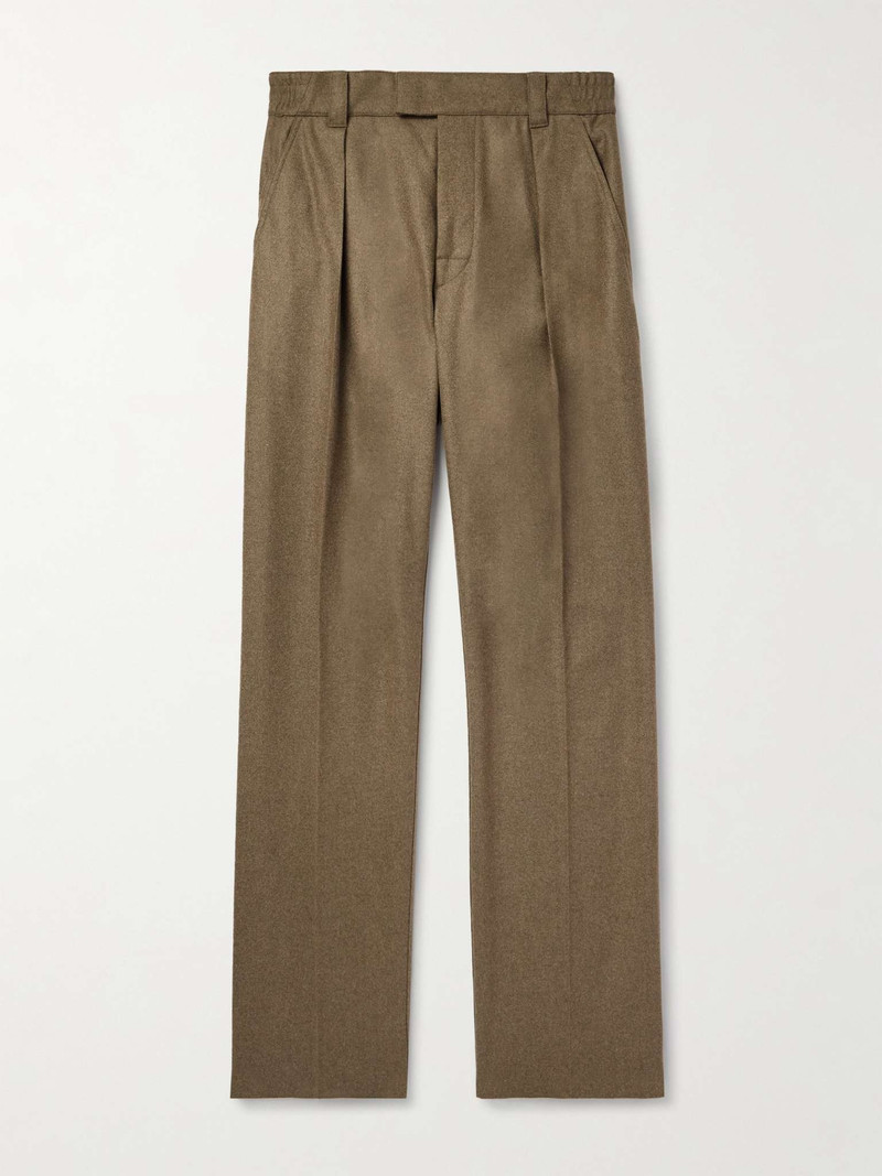 Reinga Straight-Leg Pleated Wool and Cashmere-Blend Flannel Trousers 1