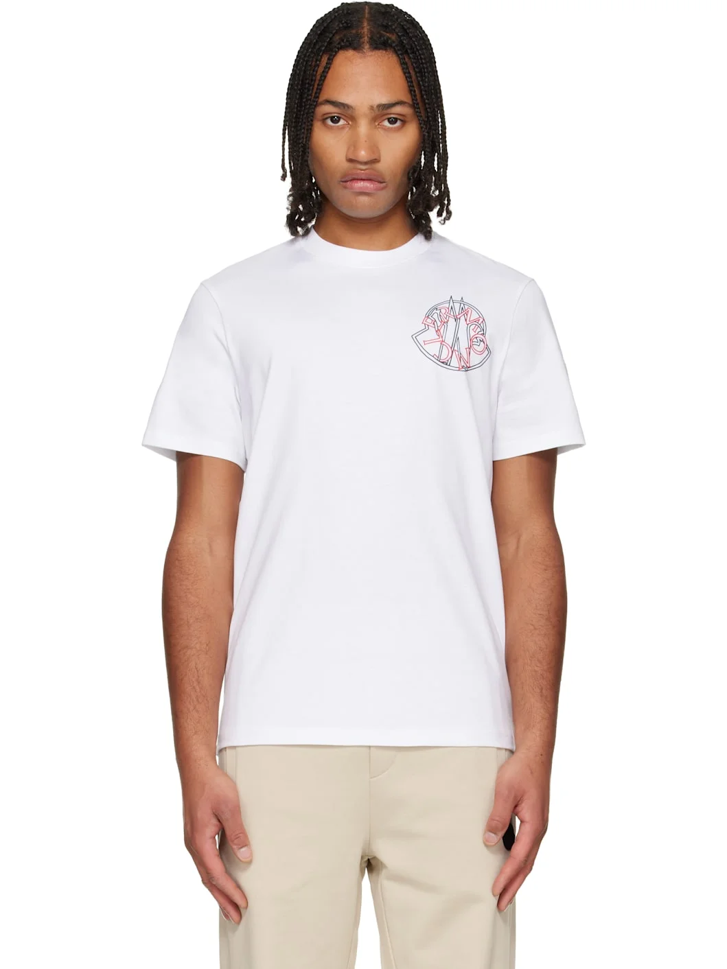 White Overlapped Logo Cotton T-shirt - 1