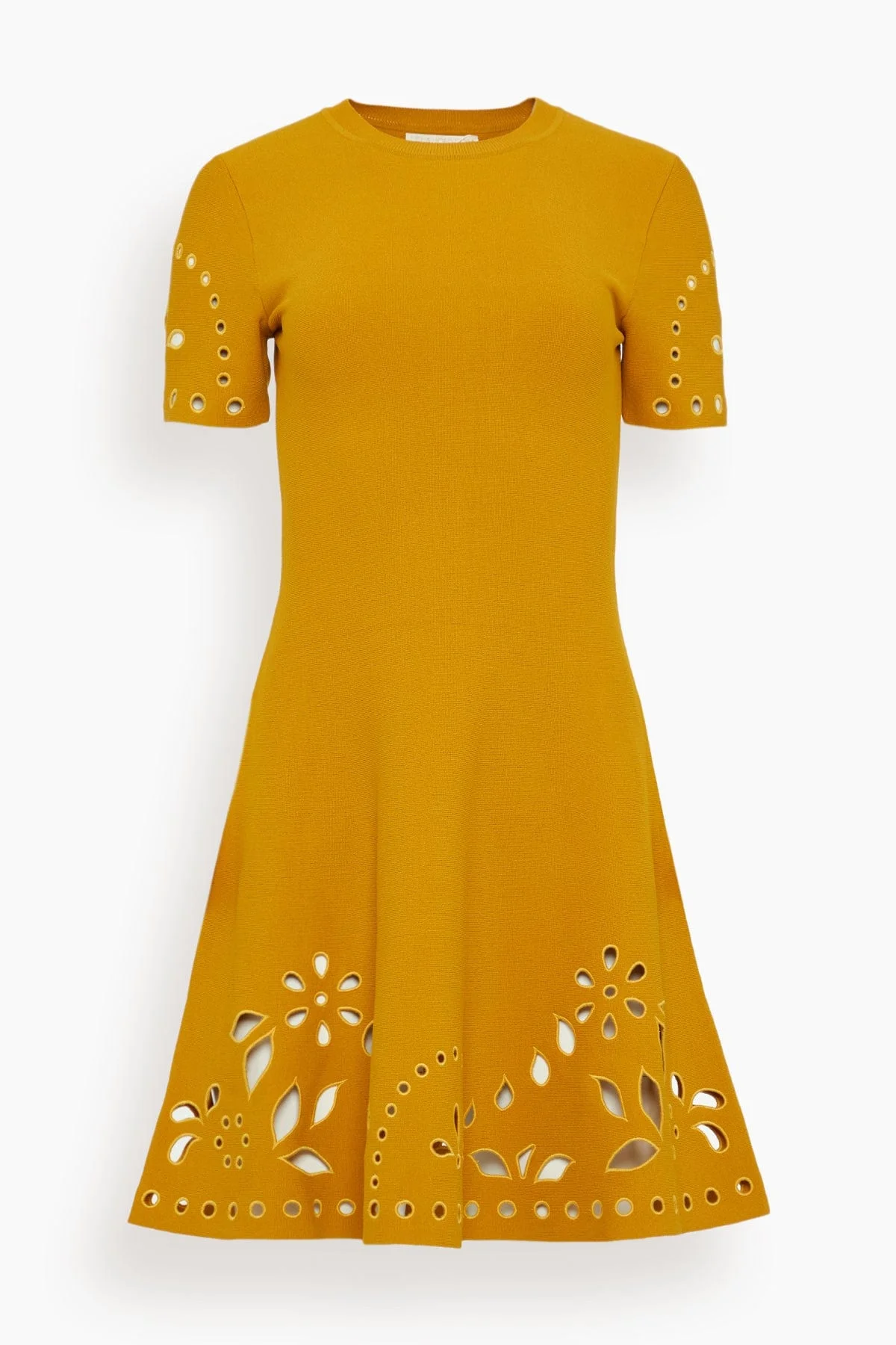 Fania Short Sleeve Knit Mini Dress in Goldenrod - 1