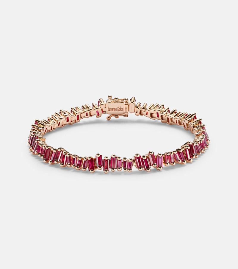 Bold 18kt rose gold tennis bracelet with rubies 1