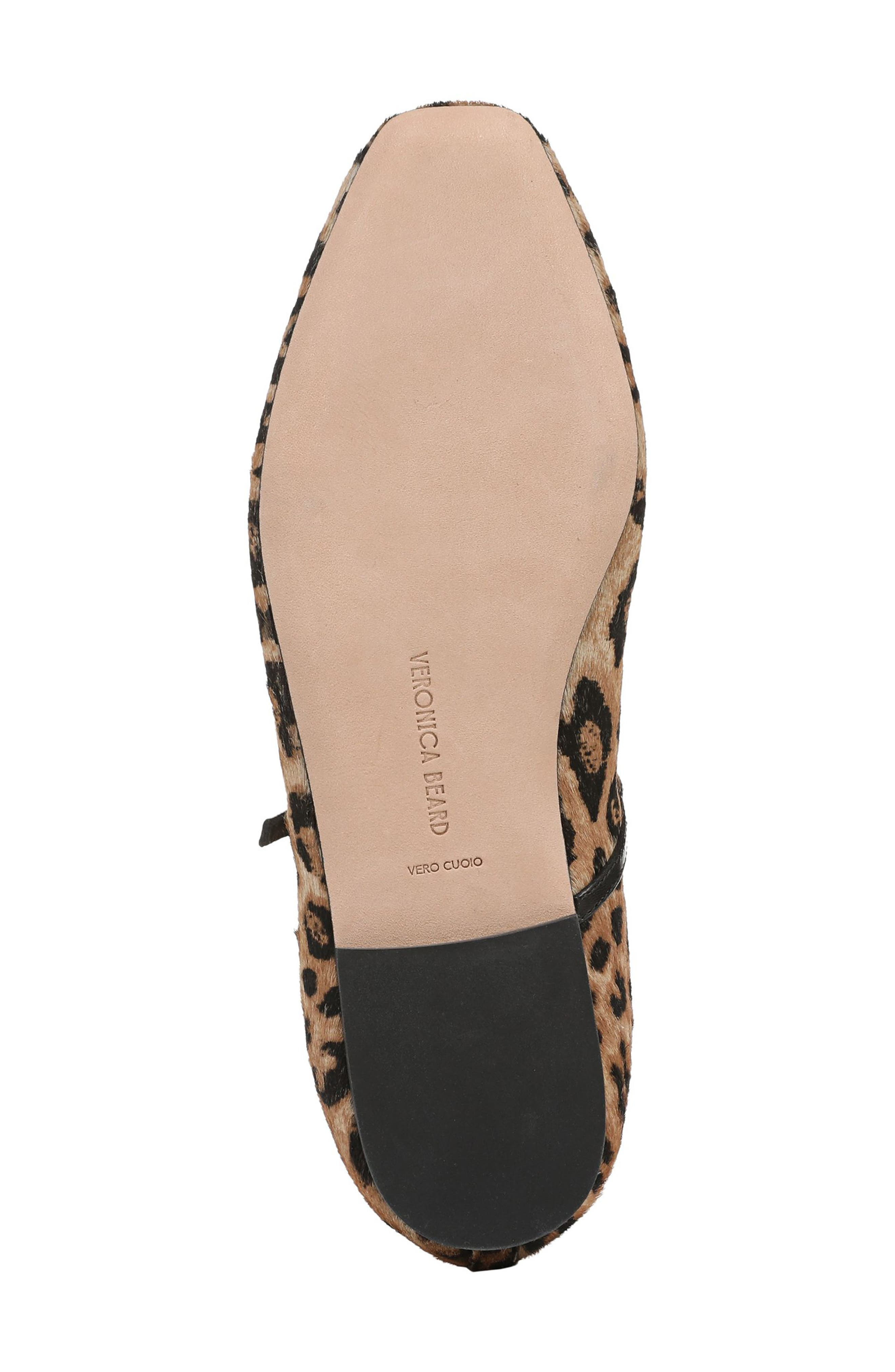 Veronica Beard Ellie Genuine Calf Hair Mary Jane Flat in Leopard/Black at Nordstrom - 6