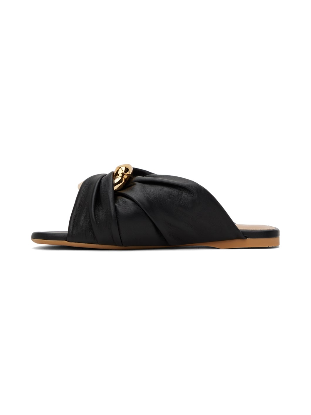 Black Corner Leather Sandals - 3