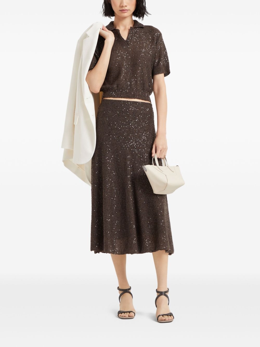 sequinned polo top - 2