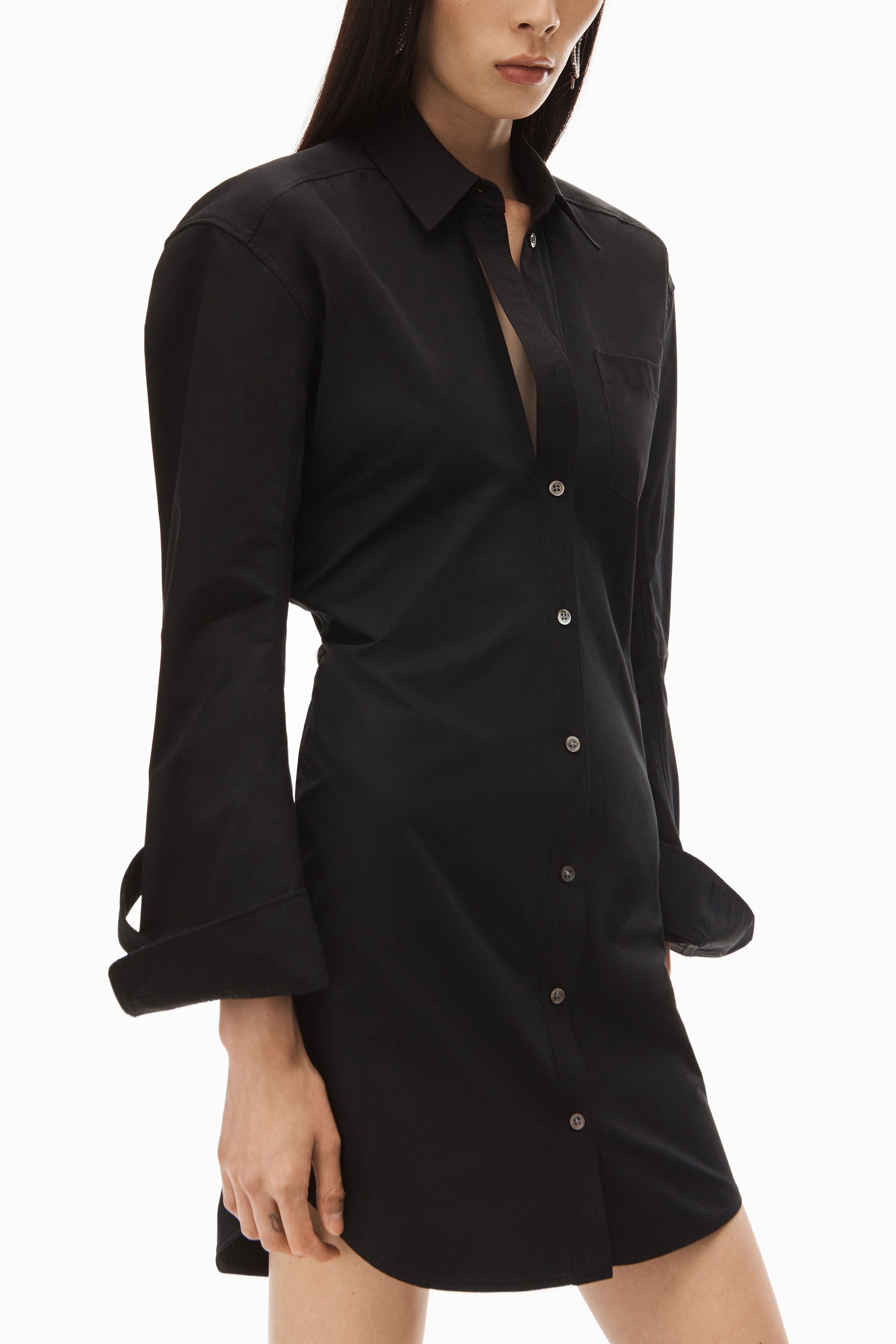 DETACHED COLLAR SHIRTDRESS IN COTTON - 3