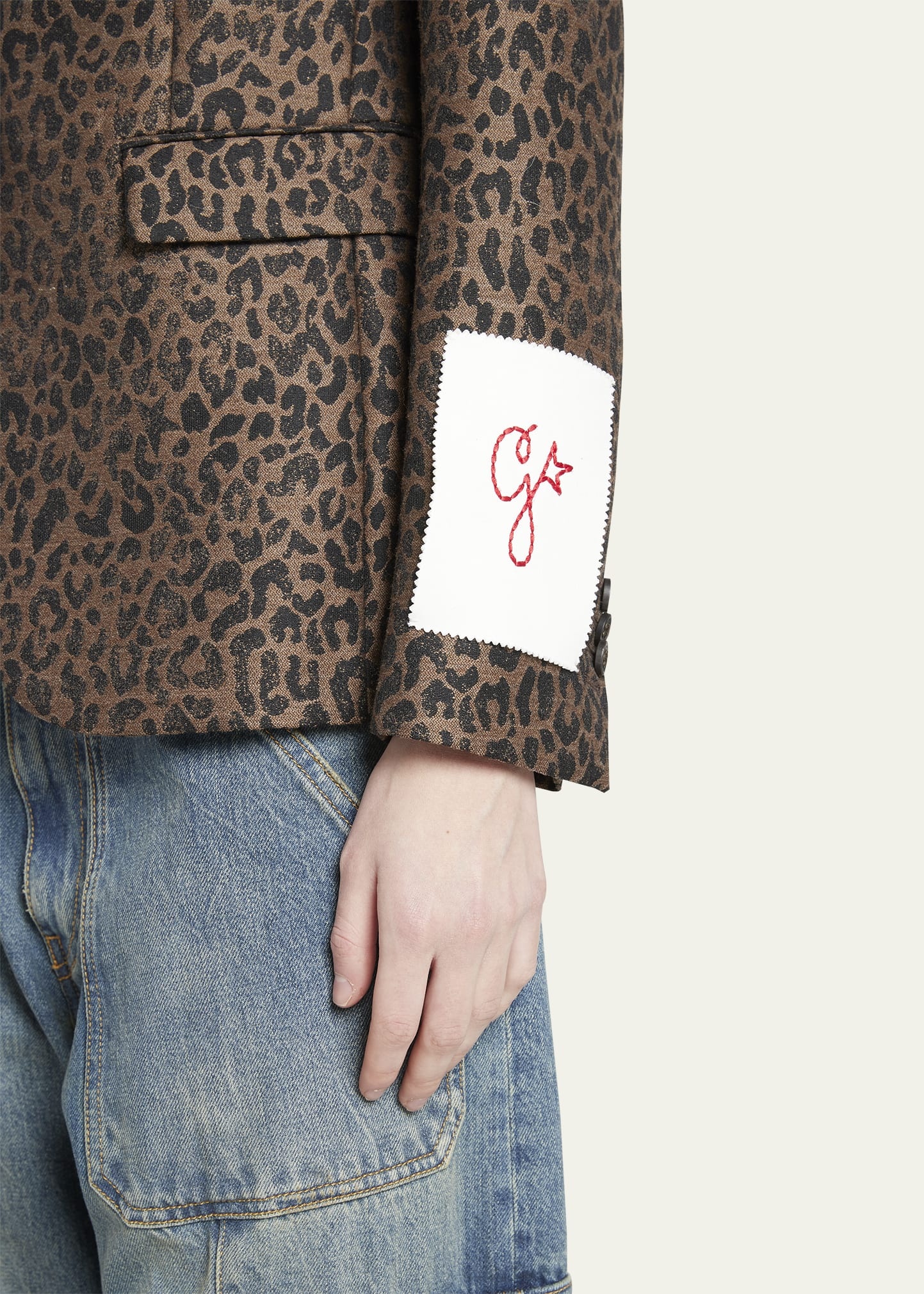 Leopard Jacquard Wool Blazer - 5
