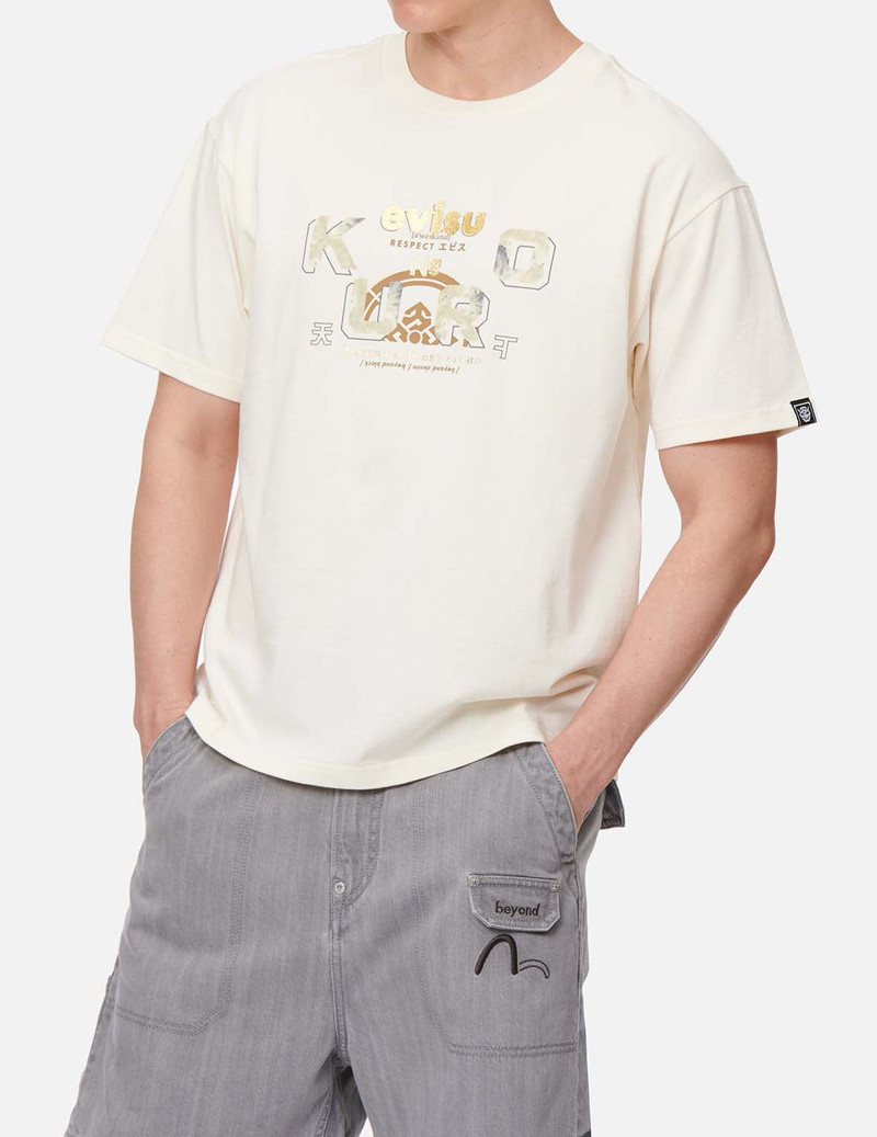 Logo and Kamon Foil Print T-shirt 3