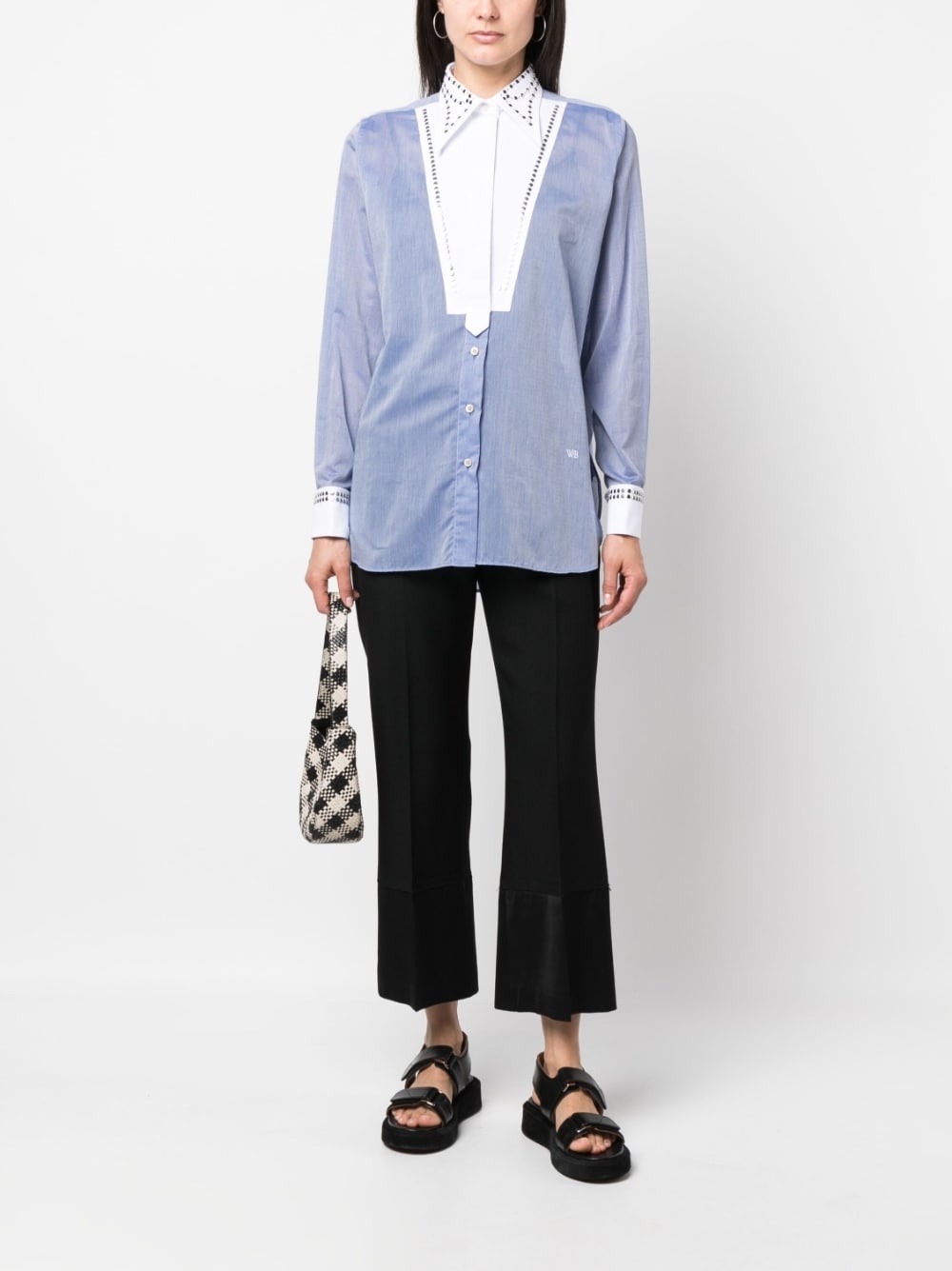 stud-embellished bib shirt - 2