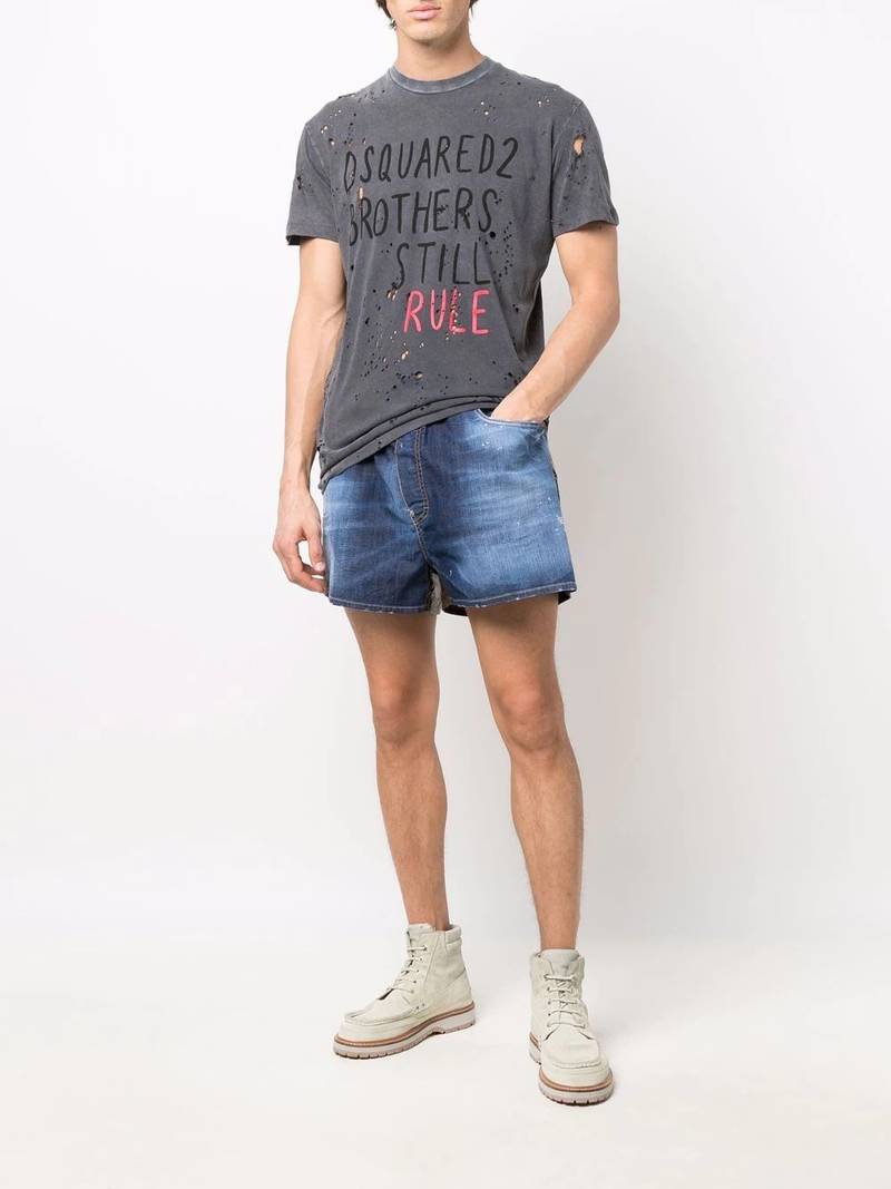 DSQUARED2 distressed panelled denim shorts outlook