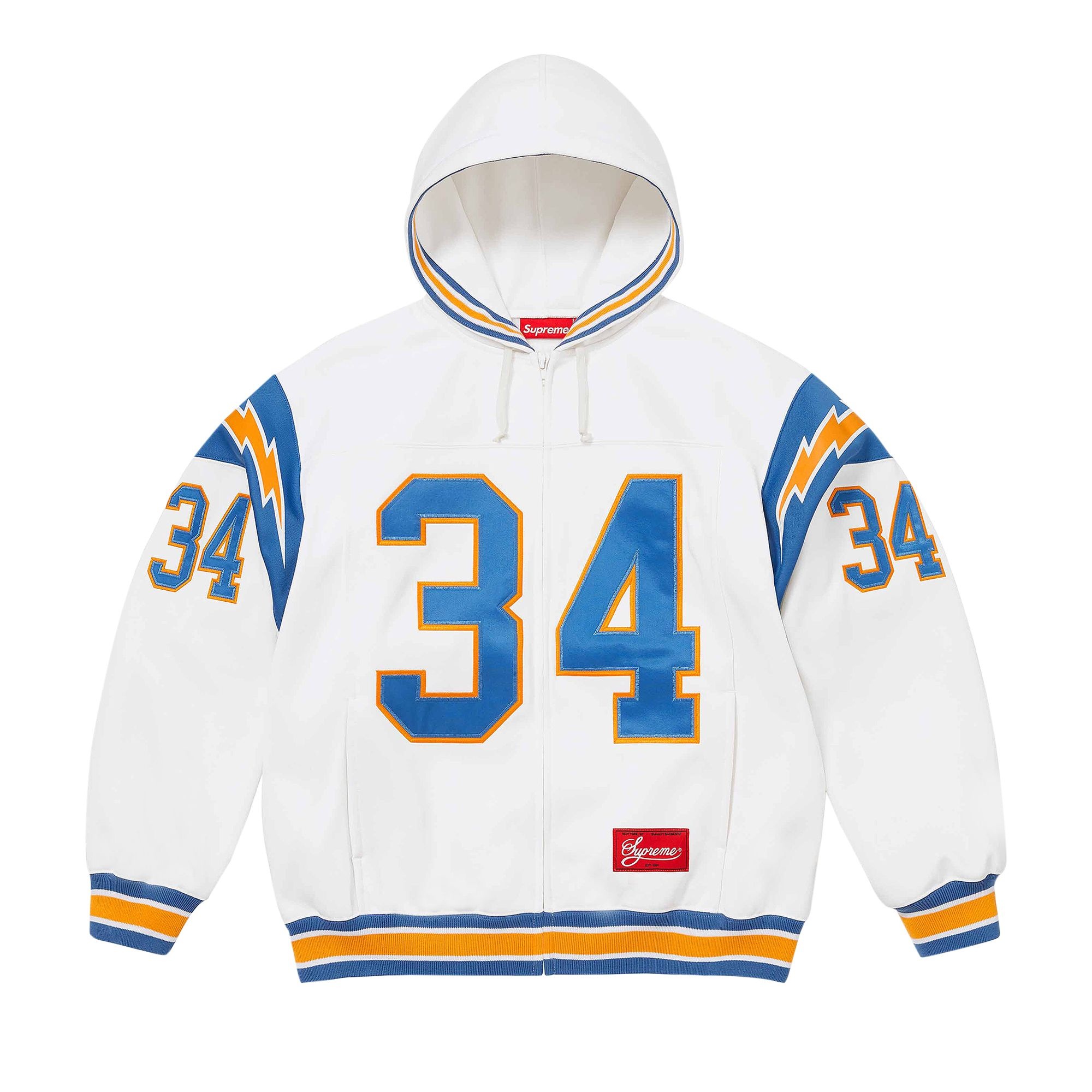 Supreme Football Zip Up Hooded Sweatshirt 'White' - 1