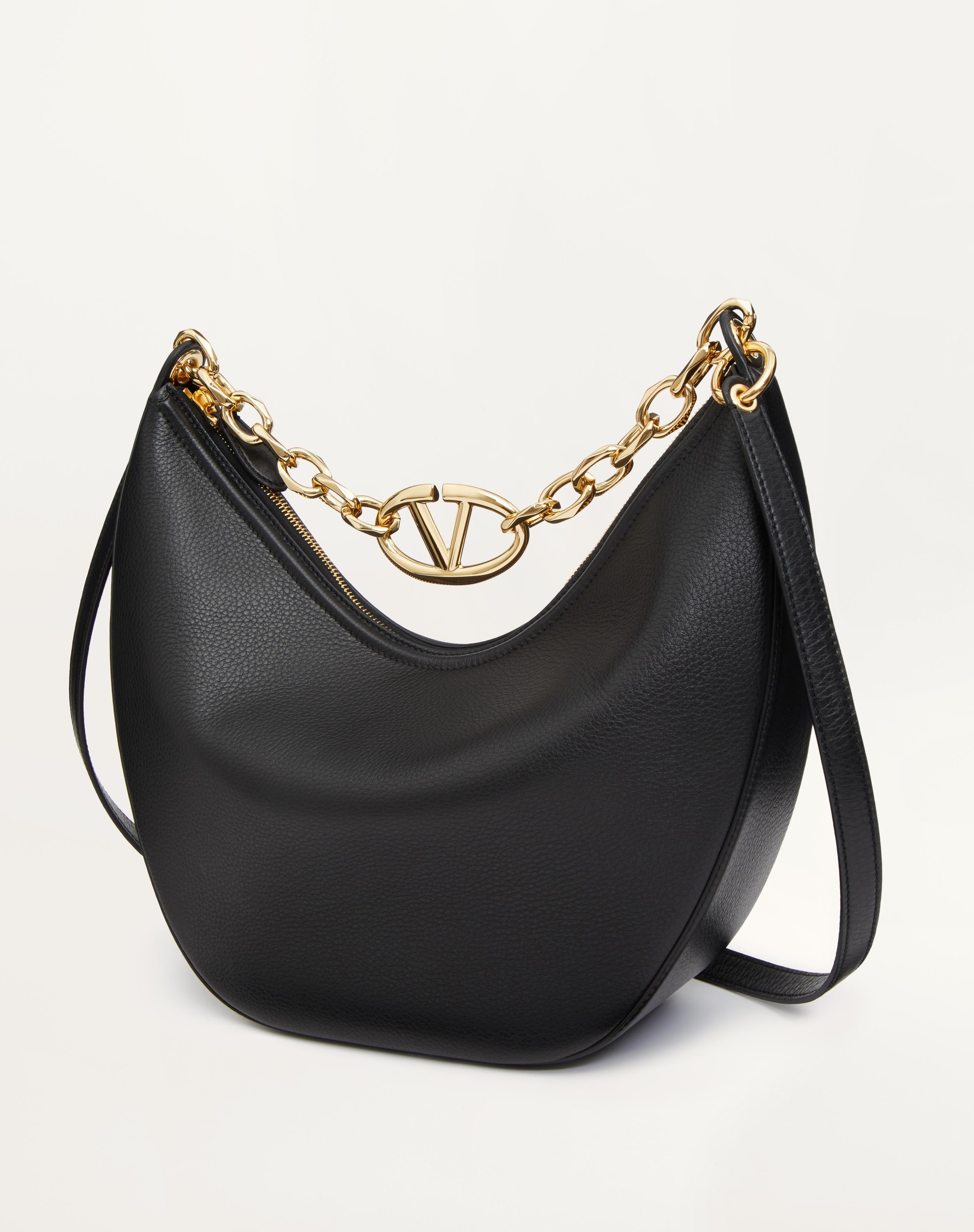 VLOGO MOON MEDIUM GRAINY CALFSKIN HOBO BAG WITH CHAIN - 6