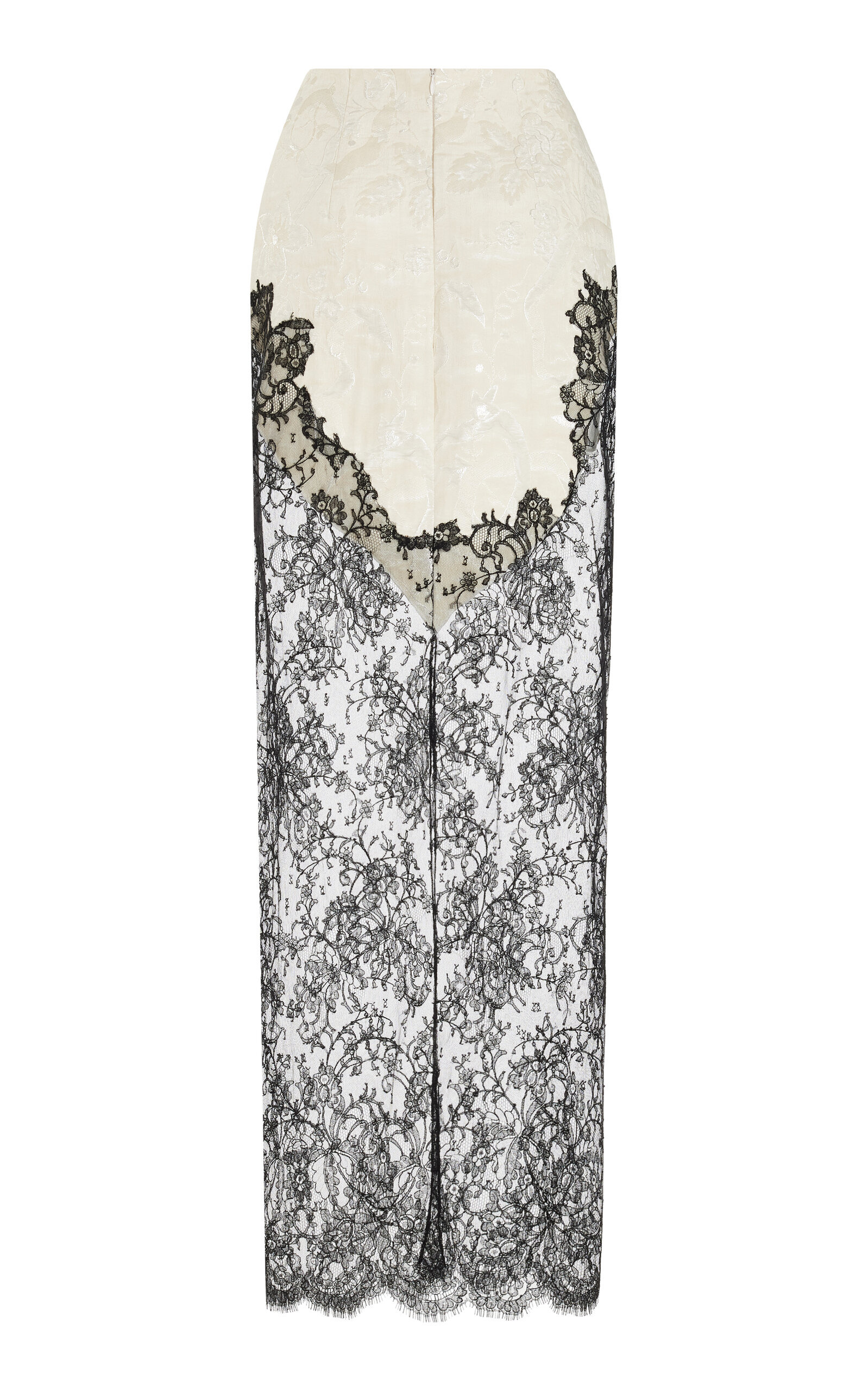 Lace-Paneled Brocade Maxi Skirt ivory - 6