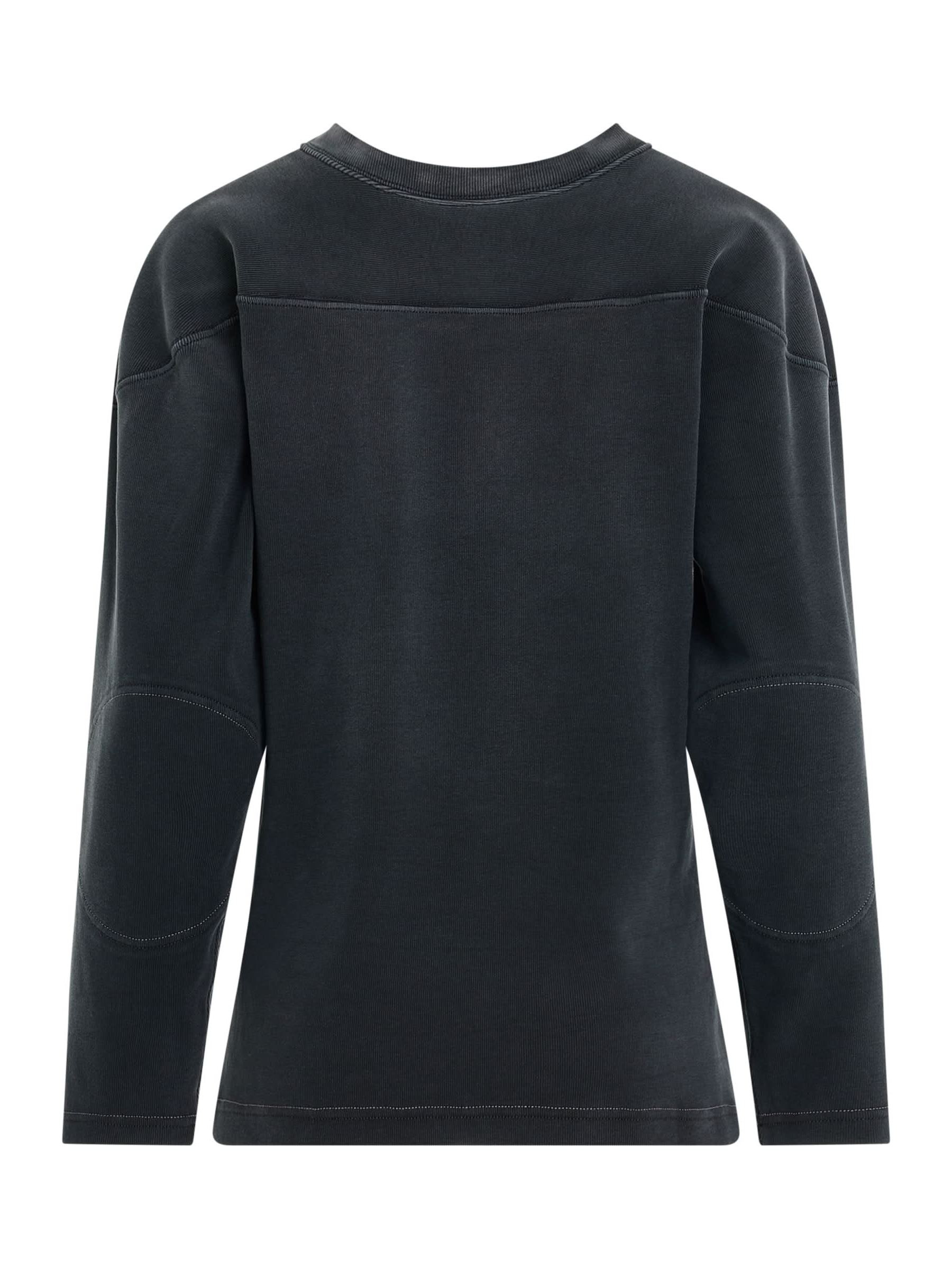 Rib Cotton Logo Sweatshirt in Black - 4