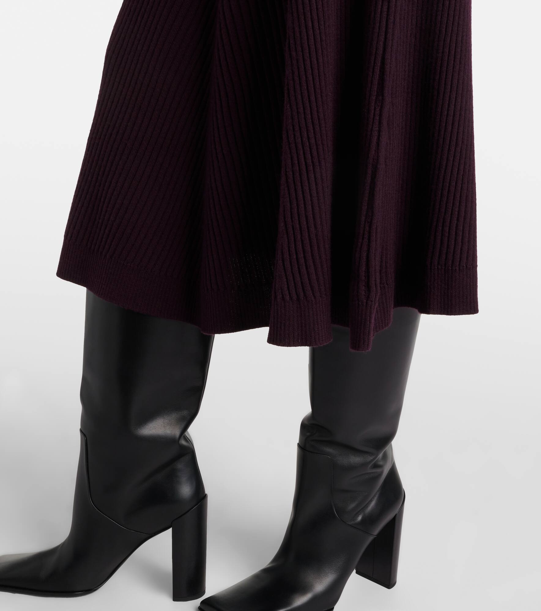 Ribbed-knit wool midi skirt - 5