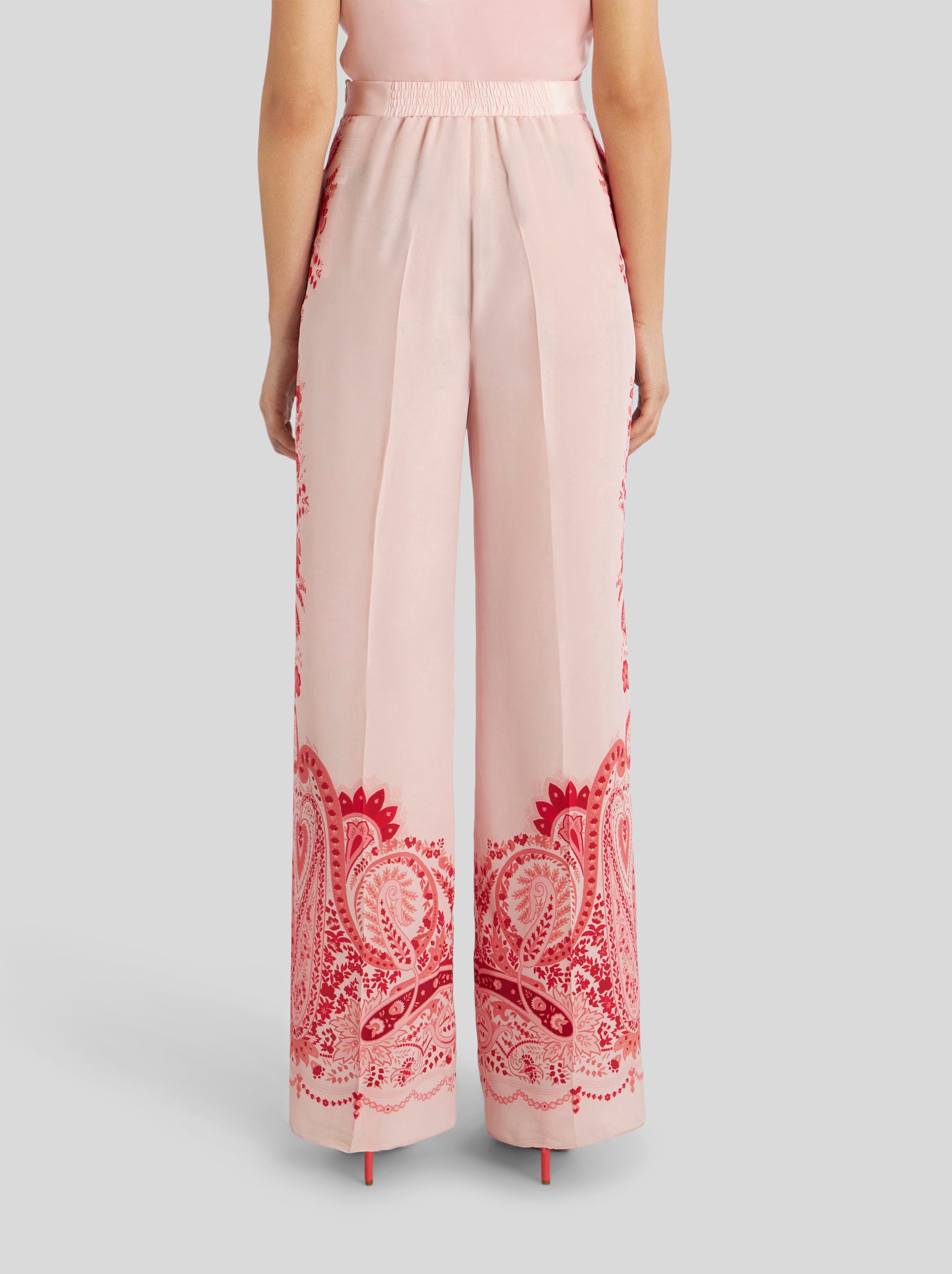 SILK TROUSERS WITH PLACED FLOWER PRINT - 4